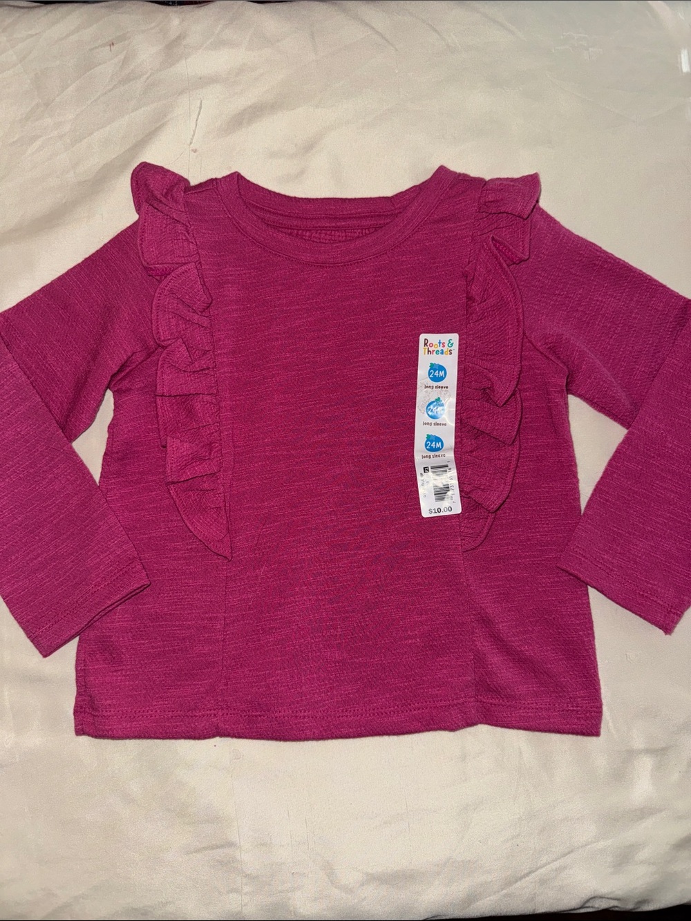Falls Creek Ruffle Long-Sleeve Top in Bright Magenta
